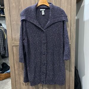 Catherines 2X Sweater Cardigan Button front purple Mid Length